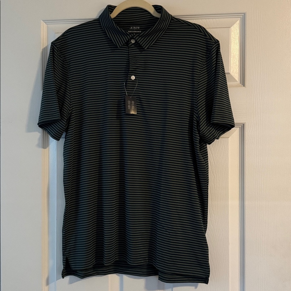 J.Crew Men’s Striped Performance Polo Shirt Size Large Brand New With Tags